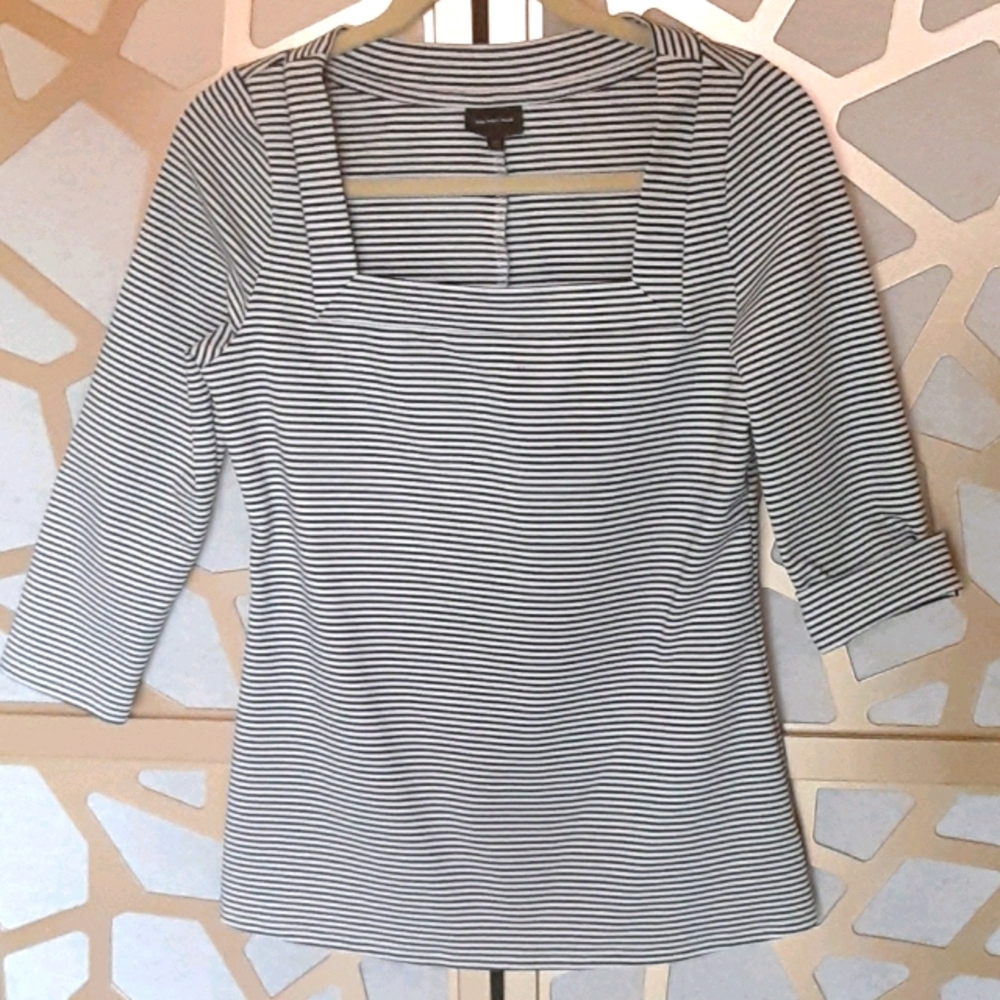 WHO WHAT WHERE Square Neck Stripe Top